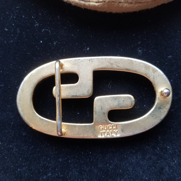 VINTAGE GOLD & SILVER GUCCI GG LOGO BELT BUCKLE for 1 1/4 inch belt main image 5